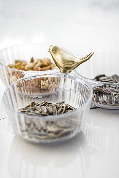 EWs Acrylic Gold Bird Snack Bowl Presentation Sugar Bowl Transparent (Not Glass & Porcelain)