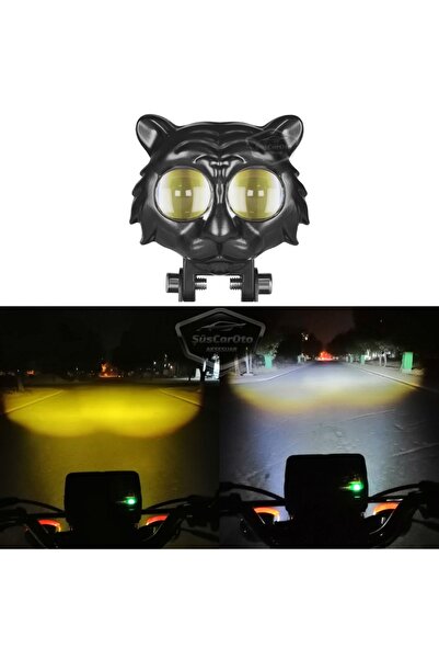 ŞüsCarOto Aksesuar Kedi Göz Sis Farı Çift Renk Sarı-Beyaz Araç Motosiklet Off...