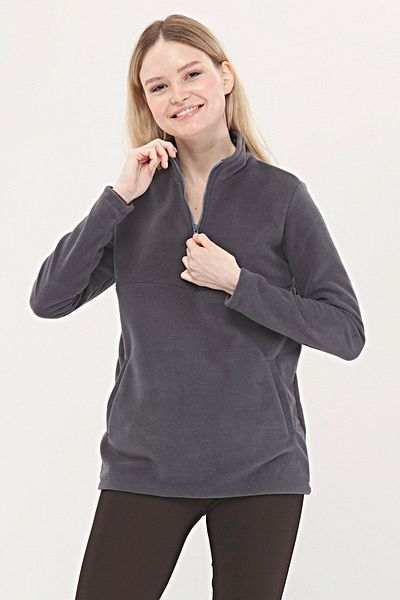 Luvmabelly Myra4551 Zippered Nursing Polar - smoked
