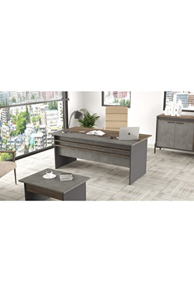 Yurudesign Vista A Ofis Masası 180cm*90cm Kahve-Beton-Antrasit VS1-CGA