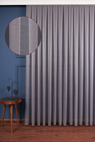 Perdelit Ofelya Gri Düz Tül Perde (1/2.5 Normal Pile)