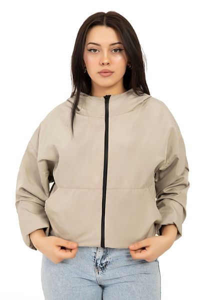 Royalside Γυναικείο αδιάβροχο Oversize Stone Hooded - Αδιάβροχο και αντιανεμικό με τσέπες και επένδυση