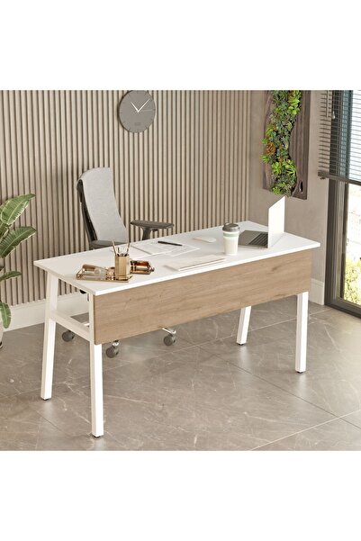 Yurudesign Molena Metal Çalışma Masası Ofis Masası Çekmeceli 140cm Sepet-Beya...