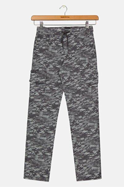 Joe's Kids Boy Camouflage Drawstring Jogger Pants, Grey Coombo