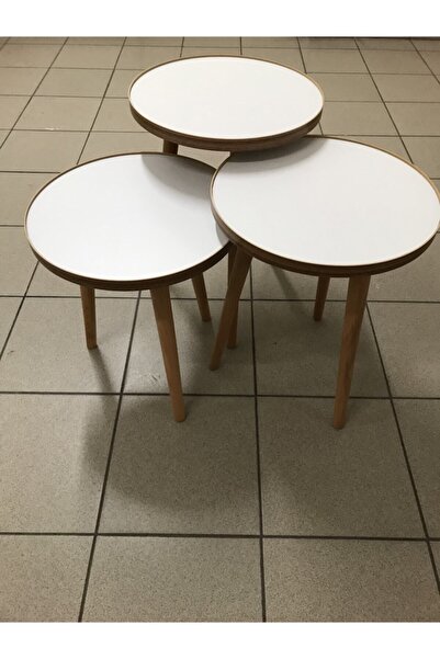 damila 3;lü Zigon Sehpa Beyaz 18mm 1.kalite Mdf Tabla Çapı 37cm Kullanıma Haz...