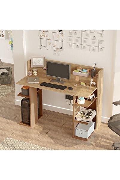 Yurudesign Vader Çalışma Masası Bilgisayar Masası Raflı Sepet-Kiremit VR1-SK