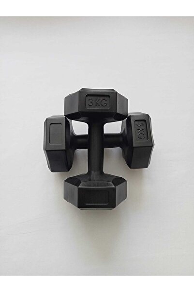 TRİTEX 3kg X 2adet Köşeli Vinyl Kaplı Siyah Dambıl Ağırlık Seti
