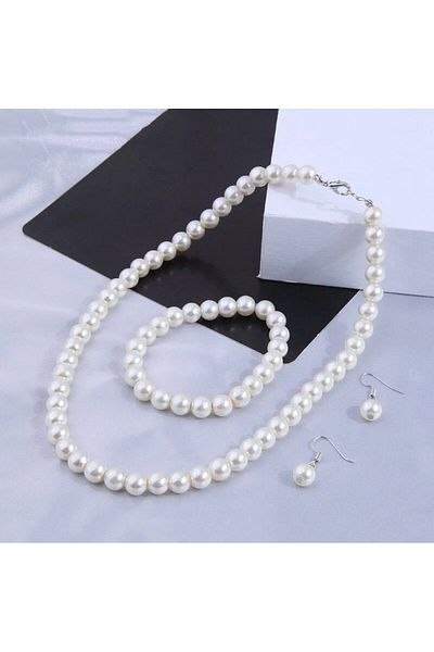 MODAMAYS Set of 3 Pearls - Bracelet, Earrings and Necklace
