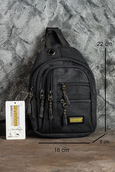 SEVENTEEN Canvas Small Size Crossbody Backpack and Shoulder Bag Black 4924