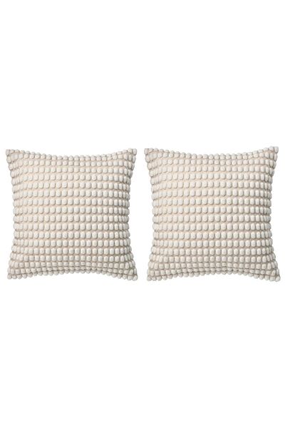 IKEA Husă de pernă 2 buc - albă, 50x50 cu fermoar, interiorul nu este inclus