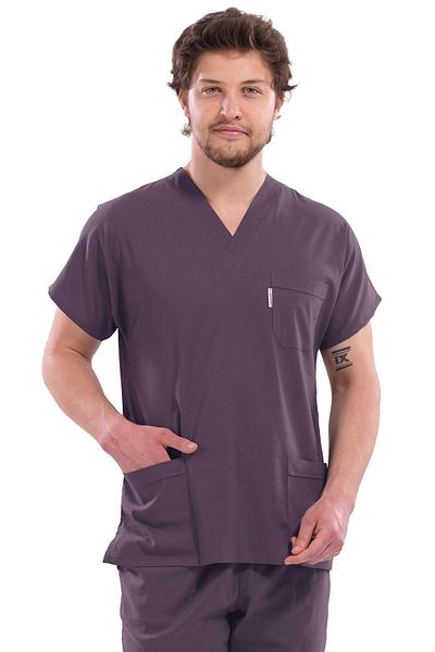 Alsancak Üniforma Costum de chirurgie cu mânecă liliac pentru bărbați, din lycra, din țesătură subțire