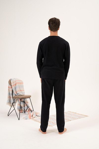 Estiva Men's Fleece Pajama Set - Winter, Buttoned Collar