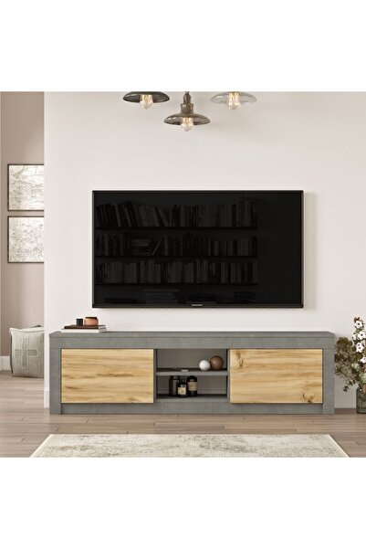 Yurudesign Luvio Tv Ünitesi Sehpası 160cm Keçe-beton Lv12-kr