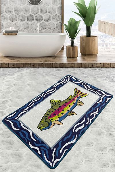 Chilai Home Pescado Bathroom Rug 70X120 cm Non-Slip Base, Washable Djth