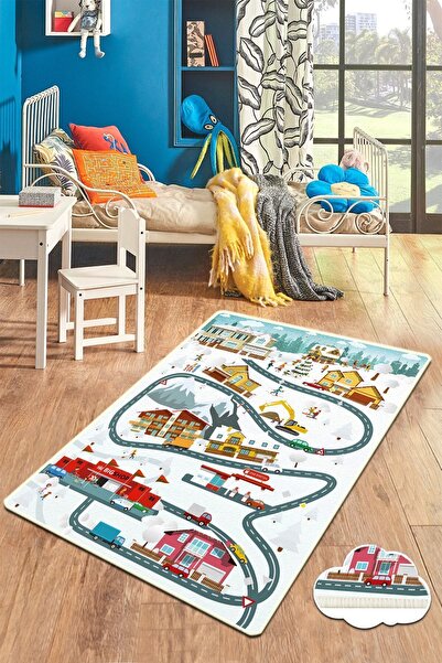 Chilai Home Cıty Of Snow Çocuk Ve Bebek Halısı Yıkanabilir ,kaymaz Taban Djth