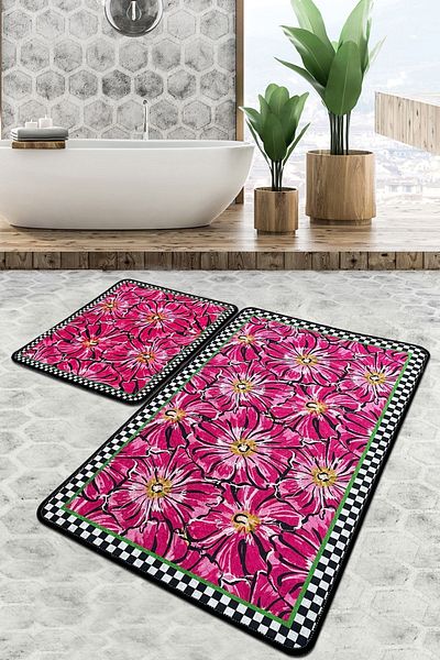 Chilai Home Σετ χαλιών μπάνιου Habena 2 - Σετ καθίσματος τουαλέτας με αντιολισθητική βάση