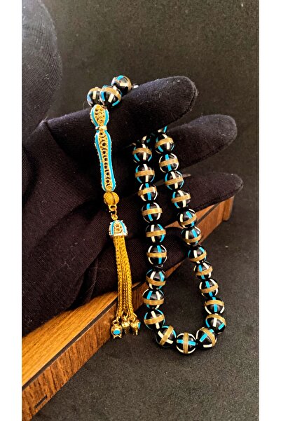 SanGümüş Kuka Pirinç Firuze Sarmal El Işlemeli Tesbih