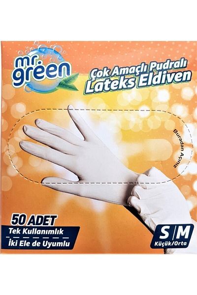 Mr Green Powdered Latex Gloves Mr.green 50 Pieces