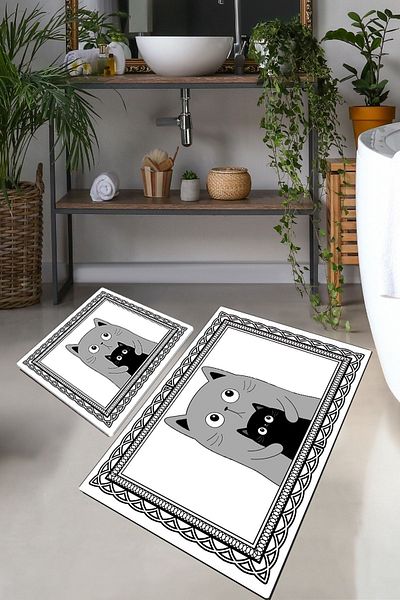 Chilai Home Mom Cat 2-Pack Bath Mat and Mat