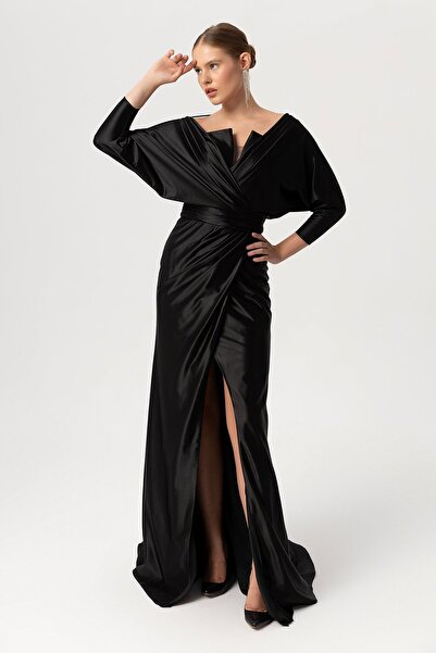 Sarı Etiket Σχέδιο βραδινό φόρεμα με μανίκια νυχτερίδας