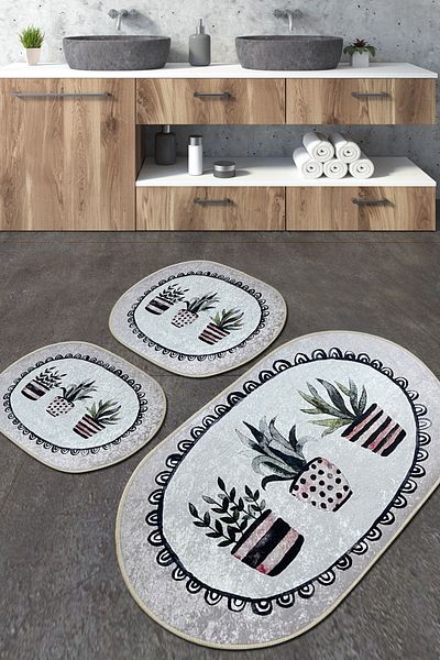 Chilai Home Σετ 3 χαλιών μπάνιου Guipure Djtbanyo