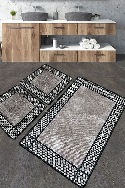 Chilai Home Bathroom Rug Set of 3 Djtbanyo Non-Slip Washable