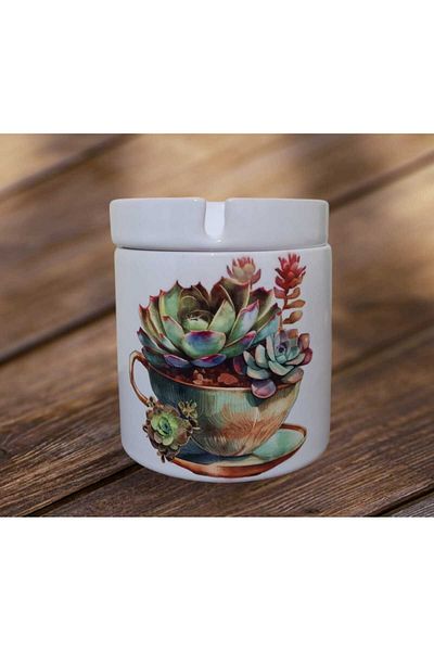 GameFruy Floral Printed in a Cup - Free Ceramic Ashtray Fragrance
