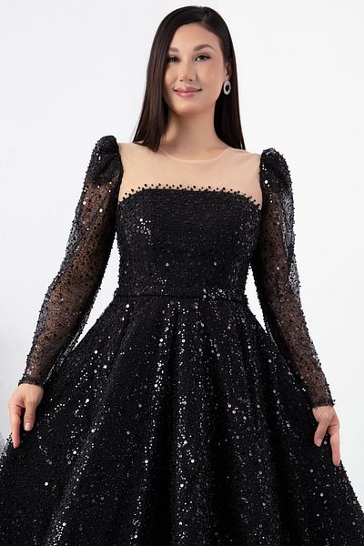 PULLIMM Rochie din tul cu paiete cu detaliu din tul - ECR5809