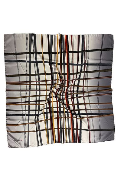 PİRAMİT EŞARPLARI Pyramid Luxer - 90cm Gray Geometric Patterned Scarf Es-47