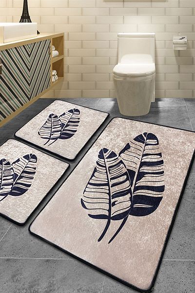 Chilai Home Lipha Beige Σετ 3 Χαλιά Μπάνιου Djtbanyobanyo