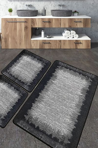 Chilai Home Esper Djt Set of 3 Bathroom Carpet - Doormat Washable Non-Slip