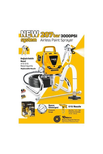 SGS PLUS SGS  Plus SGS5280 - 207 Bar Profesyonel Elektrikli Boya Püskürtme Ma...
