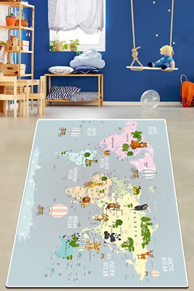 Chilai Home Map Oceanum Çocuk Ve Bebek Halısı Yıkanabilir Kaymaz Taban Djth
