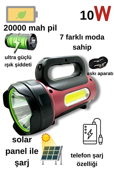 Gold Kama 10w Uzun Menzilli Solar Panelli Powerbank Usb Çıkış S.o.s Lu Ultra ...