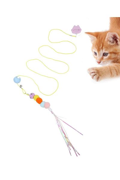 COZY SENSE Rattling Toy for Cat - Adhesive, Fishing Rod Drawstring Ball, Scratch House and Toilet