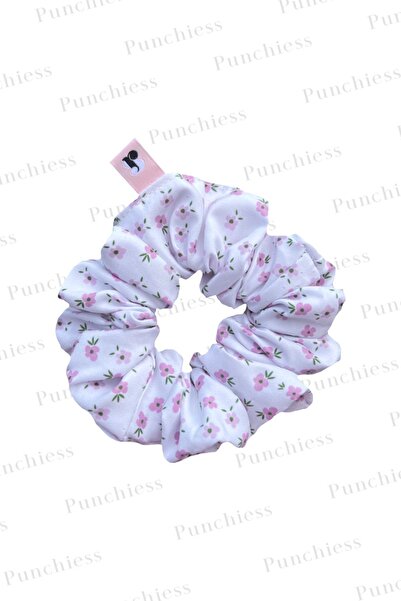 Punchiess Scrunchie roz cu flori pentru accesorii pentru par (1 buc)