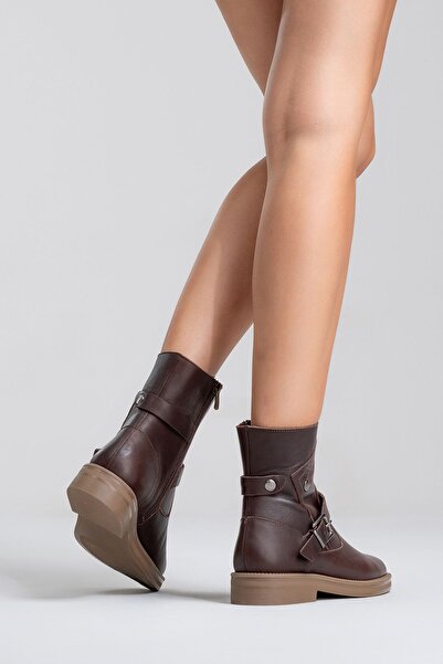Zeynep Sıradağlı Harlov Deri Kadın Bot Kahve