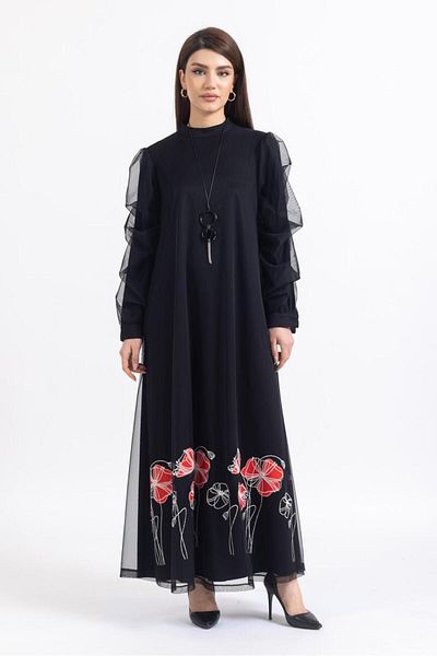 Ayda Triko Floral Full Length Dress