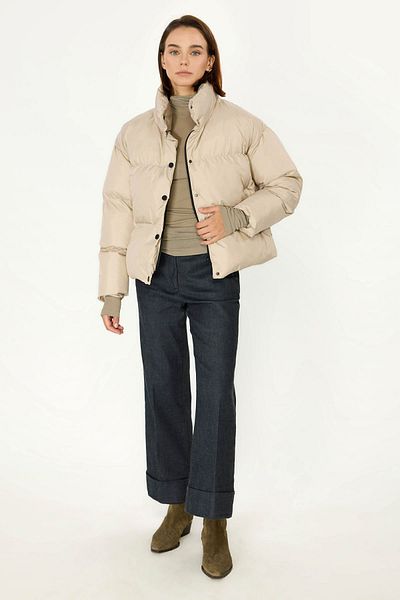 QAWWA Beige Women's Coat - Windproof and Water Resistant Padded
