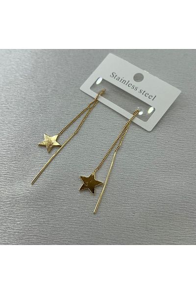 Lavienta Dangle Star Interlocking Steel Earrings