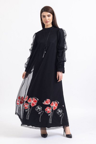 Ayda Triko Floral Full Length Dress