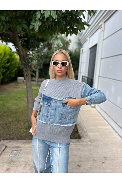 For Angels Denim Pocket Knitwear Sweater