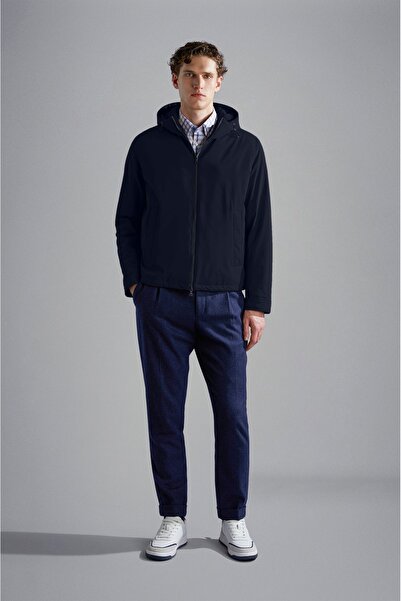 PAUL&SHARK Navy Blue Men's Jacket - Hooded, Zipper and Pocket, Long Sleeve 14312017 -013