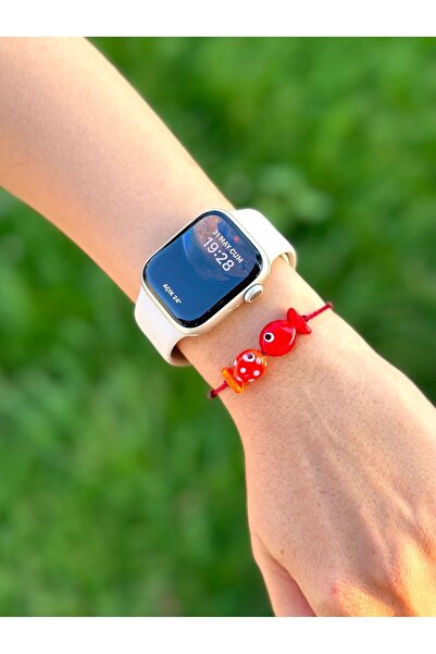 Atelier Çağla Red Glass Double Orange White Spotted Murano Bracelet