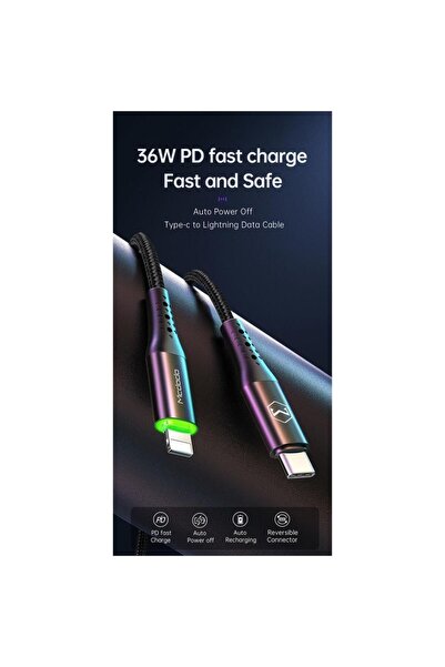 Mcdodo Ca 7360 Type C To Iphone 36w Pd Data Şarj Kablosu 1.2 M Siyah