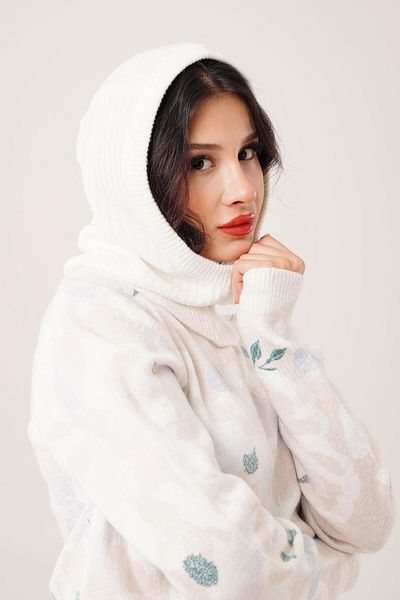Hipo Trend White Knitwear Balaklava Model