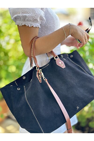 Tuvita Collection Bodrum %100 Gerçek Süet Deri El Yapımı Taba Askılı Kadın Si...