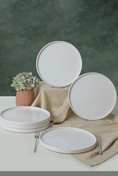 Keramika Farfurie de Servire Stackable Albă 27 Cm - 6 Bucăți 006