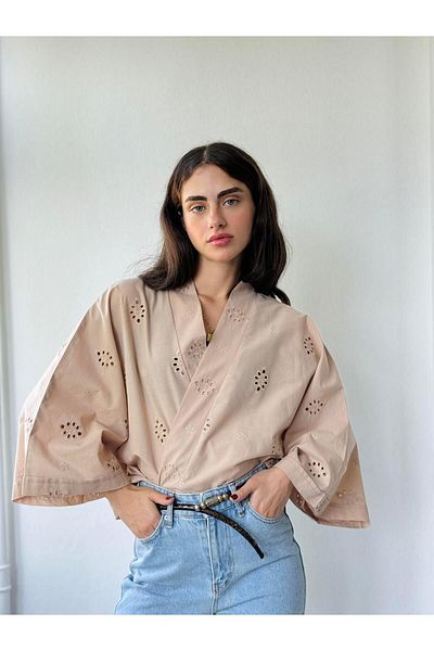 Retrobird Bohemian Patterned Design Mini Kimono - Women's Sand