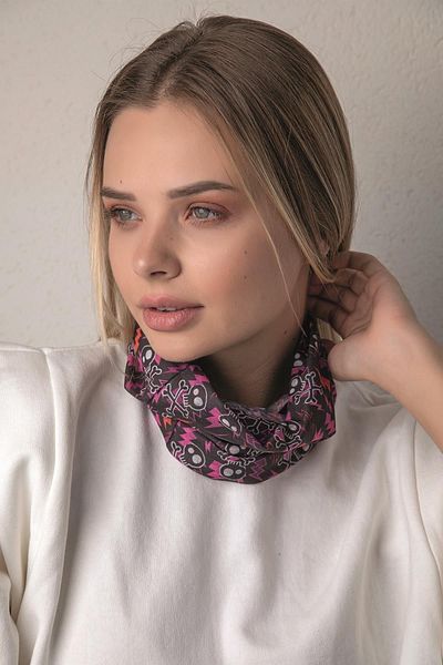 Modex Skull Patterned Combed Cotton Neck Collar (24*45)